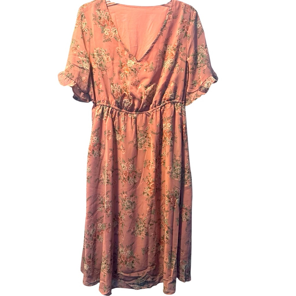 New Bloomchic Floral Print MIDI Dress in Pink size 10/M